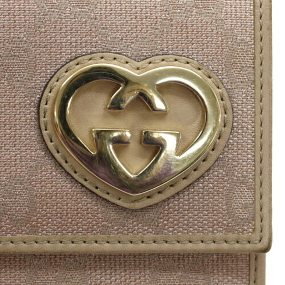 Gucci Wallet Long GG Lame Heart Flap G Beige Pink - Picture 11 of 13